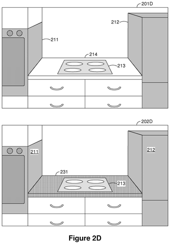 Kitchen with new backsplash., drawing sheet 5 from US 2026/0301345 A1