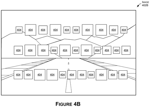 Game scene with object overlays., drawing sheet 6 from US 2026/0301378 A1