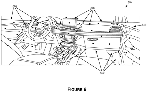 Vehicle interior with gaze targets., drawing sheet 6 from US 2026/0301433 A1