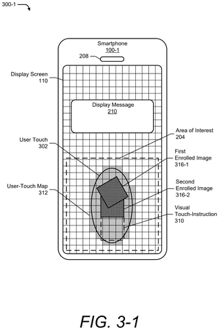 Smartphone display with enrolled images, drawing sheet 5 from US 2026/0301474 A1