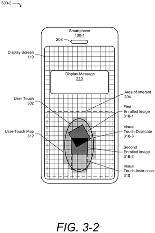 Smartphone display with touch duplicate, drawing sheet 6 from US 2026/0301474 A1