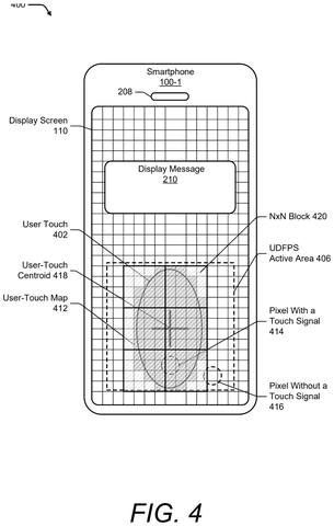 Smartphone display with N-by-N block, drawing sheet 7 from US 2026/0301474 A1