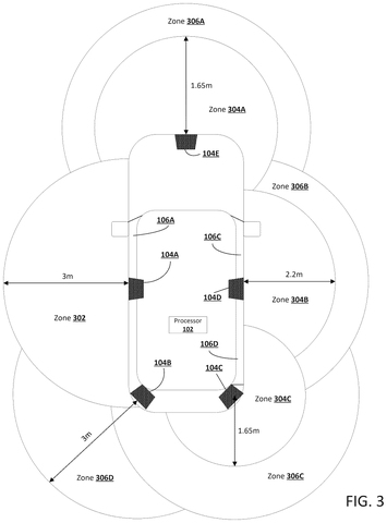 Vehicle with multiple trigger zones., drawing sheet 3 from US 2026/0301492 A1