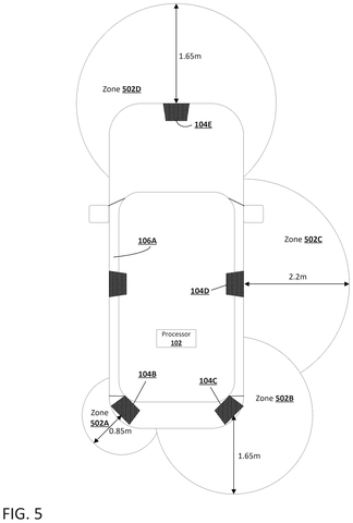 Vehicle with specific trigger zones., drawing sheet 5 from US 2026/0301492 A1