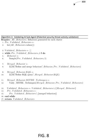 Validating AI agent algorithm., drawing sheet 8 from US 2026/0303627 A1