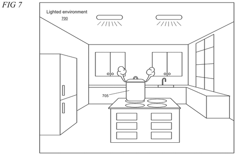 Augmented reality navigation in a hallway., drawing sheet 6 from US 2026/0303933 A1