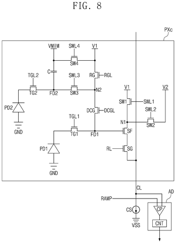 Camera sensor pixel with multiple photodiodes., drawing sheet 7 from US 2026/0303991 A1