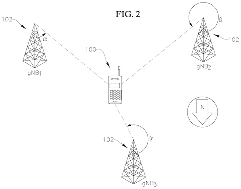 Phone and three cell towers., drawing sheet 2 from US 2026/0304369 A1