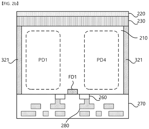 Cross-section of pixel array structure, drawing sheet 3 from US 2026/0304972 A1