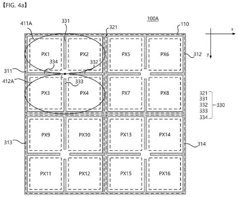 Pixel array with horizontal focus groups, drawing sheet 5 from US 2026/0304972 A1
