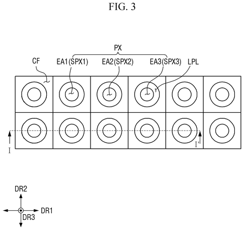 Close-up of display pixels, drawing sheet 3 from US 2026/0305141 A1