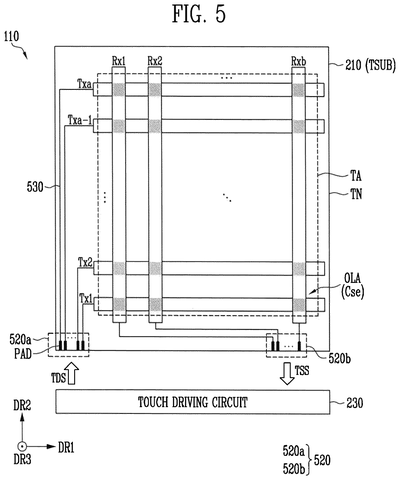 Touch sensing grid lines, drawing sheet 6 from US 2026/0305960 A1