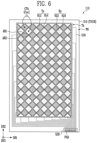 Diamond grid touch screen pattern, drawing sheet 7 from US 2026/0305960 A1
