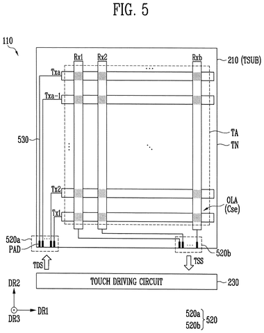 Touch sensing grid layout, drawing sheet 6 from US 2026/0305965 A1