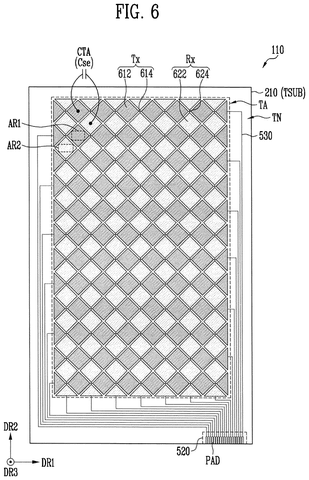 Diamond grid of touch sensors, drawing sheet 7 from US 2026/0305965 A1