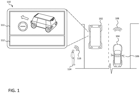 Cabin display showing vehicle instructions, drawing sheet 1 from US 2026/0307483 A1