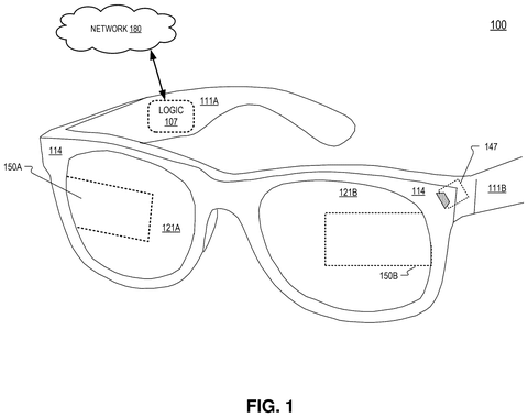 Smart glasses frame and lenses, drawing sheet 1 from US 2026/0309985 A1