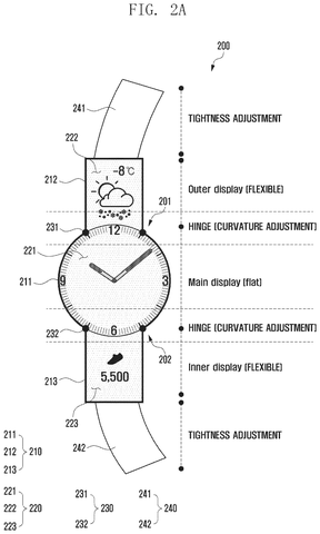 Smartwatch layout with flexible screens, drawing sheet 2 from US 2026/0310256 A1