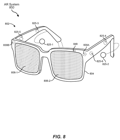 Smart glasses with microphones, drawing sheet 8 from US 2026/0310401 A1