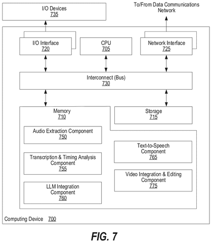 Computer setup for speech editing, drawing sheet 7 from US 2026/0310723 A1