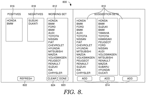 Word sorting interface for training AI, drawing sheet 8 from US 2026/0310892 A1