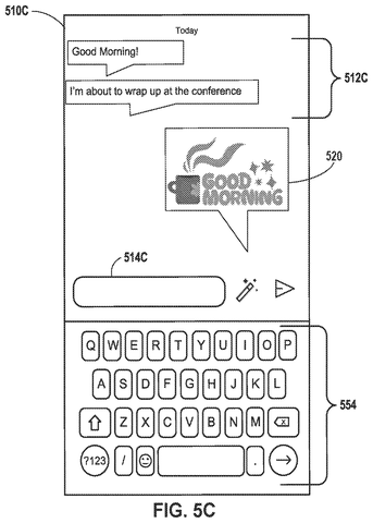 Sending generated artwork in chat, drawing sheet 7 from US 2026/0311399 A1