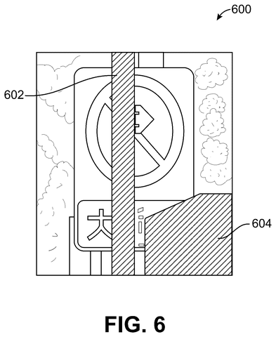 Road sign with blocked areas, drawing sheet 6 from US 2026/0311492 A1