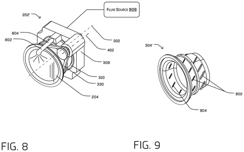 Window assembly with washer spray, drawing sheet 7 from US 2026/0313243 A1