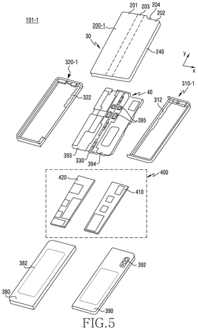 Exploded parts of foldable phone, drawing sheet 5 from US 2026/0313245 A1