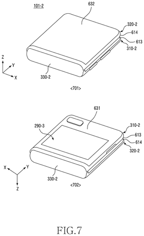 Folded clamshell phone views, drawing sheet 7 from US 2026/0313245 A1